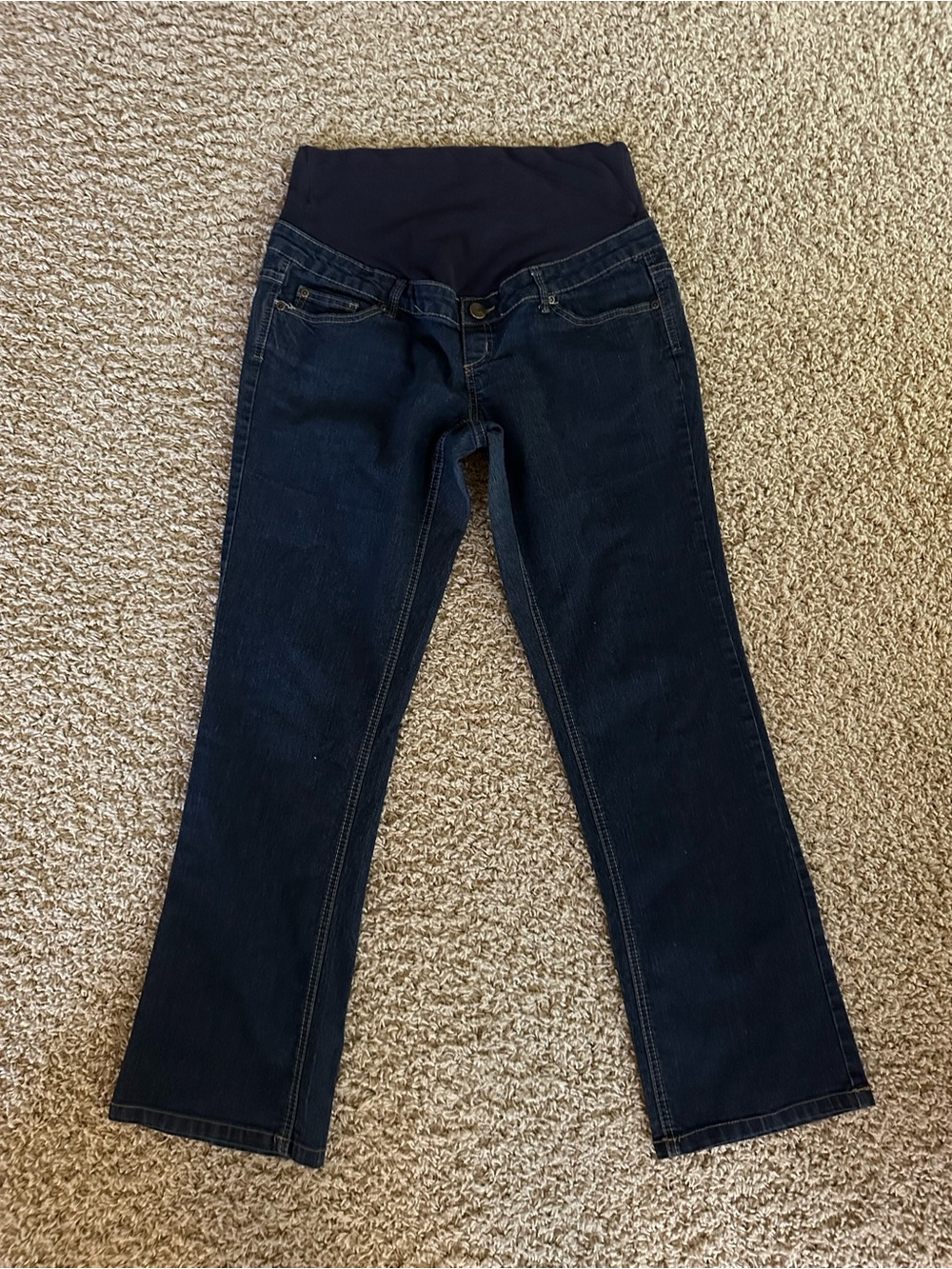 Planet Motherhood Dark Blue Maternity Bootcut Jeans with Navy Panel